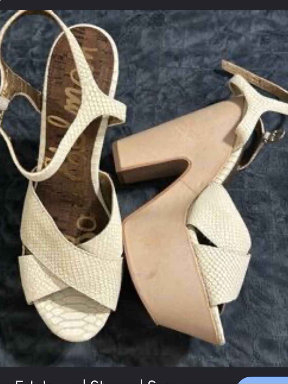 Sam Edelman Cream Textured Platform Sandals